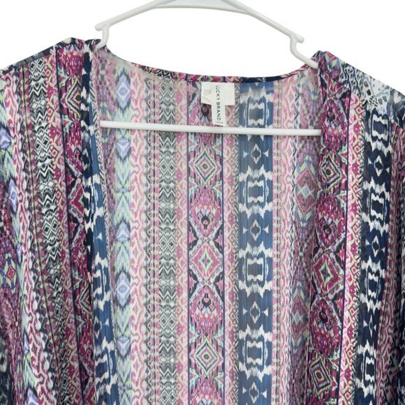 Lucky Brand Womens Sheer Kimono Cardigan W/ Tassels Multicolor Small Polyester - Picture 6 of 11